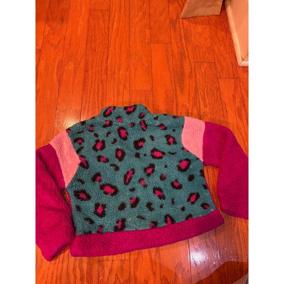 Zelos Girls Small Sherpa Fleece Pullover Colorblock Leopard Print - Picture 4 of 4